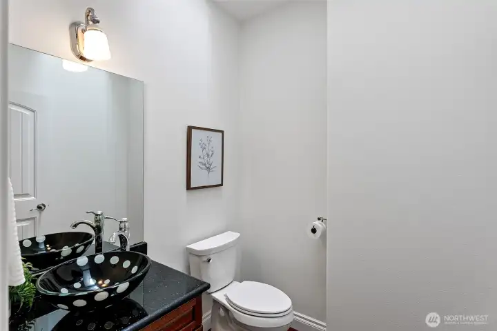 Powder room off the media/rec room.