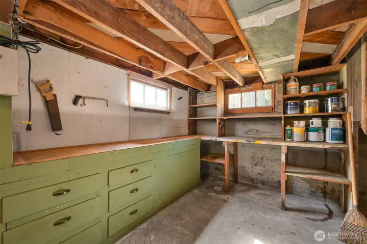 Workshop area in basement