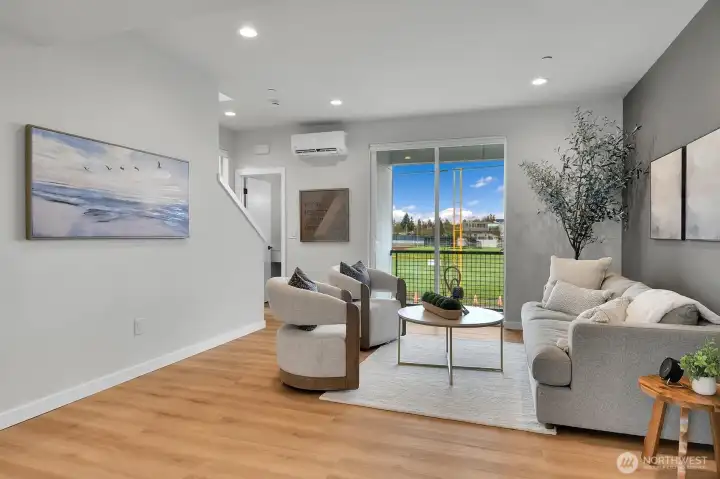 There are plenty of large windows throughout allowing lots of natural light into the space.