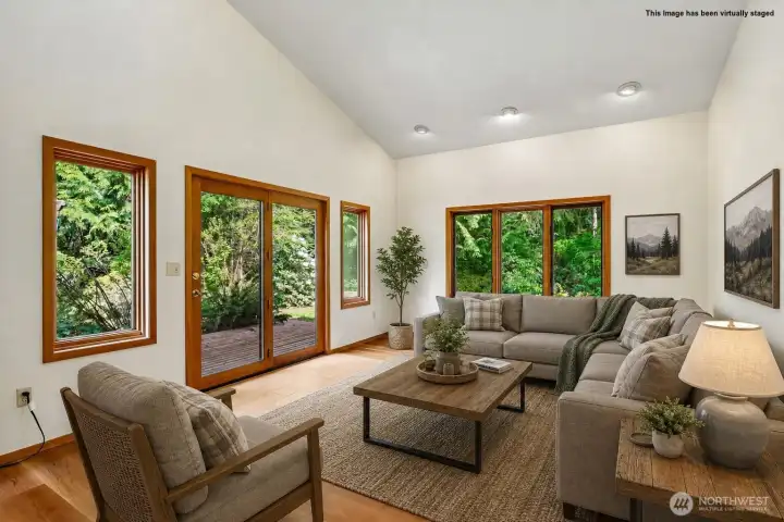 Living room virtually staged to show layout