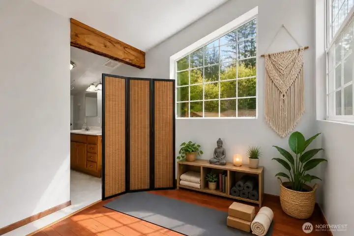 This flex room can be used as a yoga or exercise room, dressing room, or...