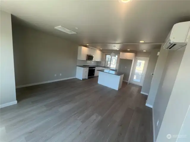 Looking back at kitchen with door to spacious deck on the right.