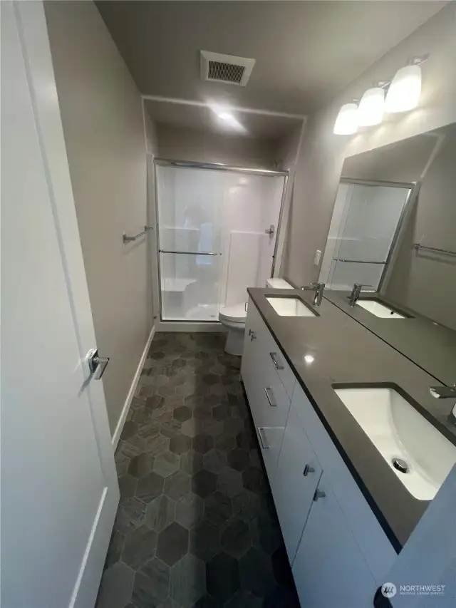 Main bathroom with double sinks