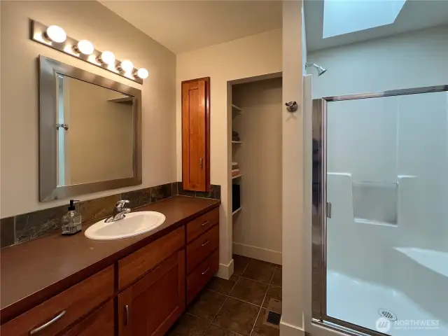 Large Bathroom with walk-in shower on the upper floor.