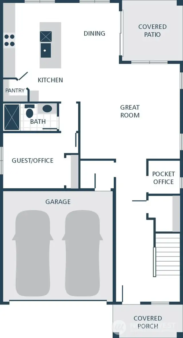 Image is a rendering. Photographs are for illustrative purposes only. Features, finishes, interior/exterior colors, landscaping and floorplan shown may vary from actual homes built.