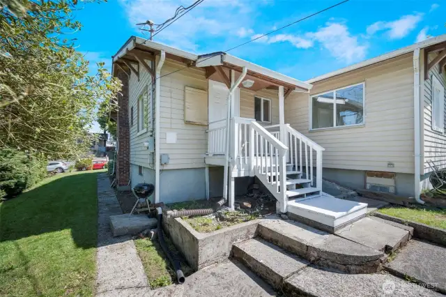 Back stair way and deck.