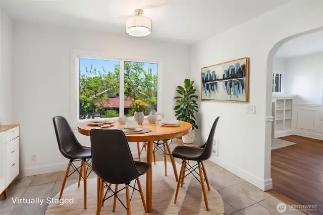 Kitchen eating nook with beautiful natural light.
