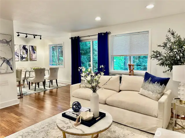 open living-dinning area