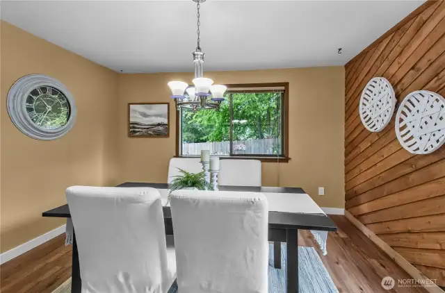Open space created with adjoining dining and living areas.