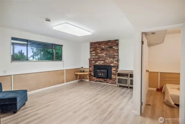 Family with fireplace insert