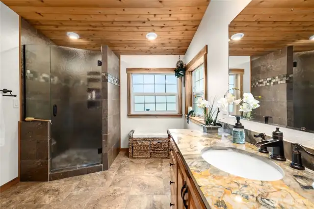 Primary Bath, note bath is plumbed for a tub as well