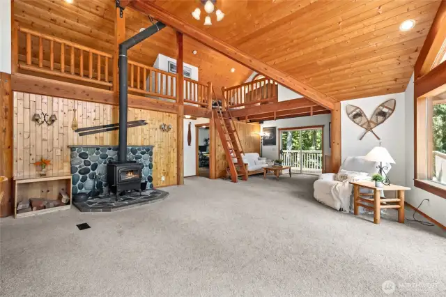 Wood stove can heat the entire home!   No need to use the furnace.