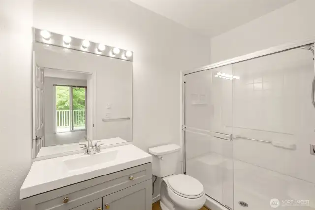 Bathroom attached to primary bedroom