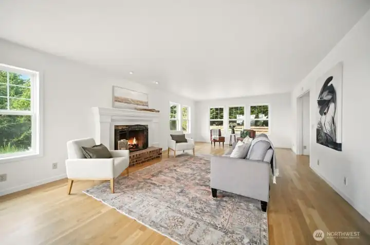 Wood burning fireplace brings a true ambiance and warmth to this setting.