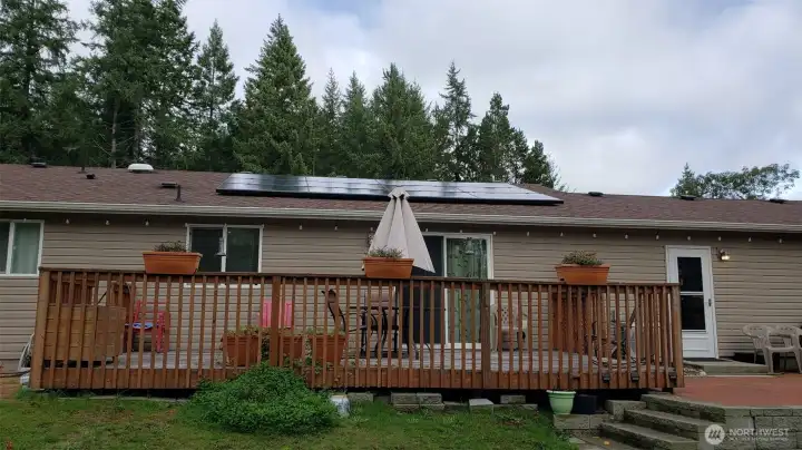 Back deck and Solar Panels on home
