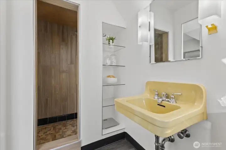 Three quarter bathroom off of upstairs bedroom.