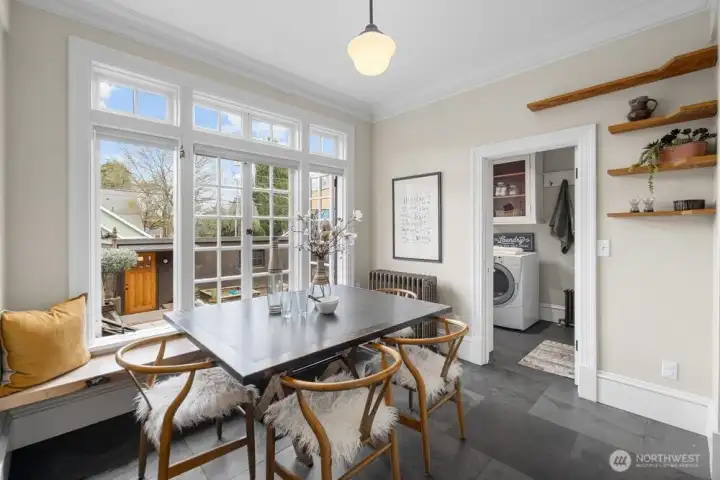 Custom dining space overlooking the gorgeous backyard