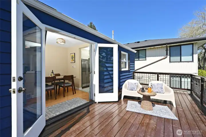 French doors allow easy outdoor dining