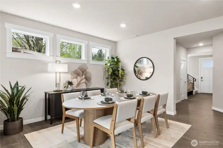 Formal dining spaces per plan.