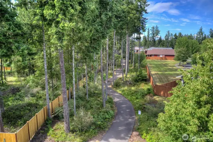 Miles of trails lead down to community beach