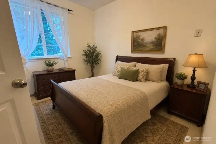 Upstairs bedroom #2. This room has been virtually staged
