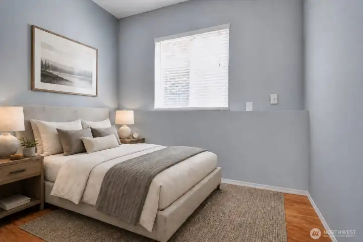 Downstairs bedroom #2 has been virtually staged
