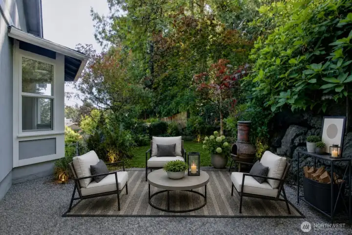 Back yard has been virtually staged