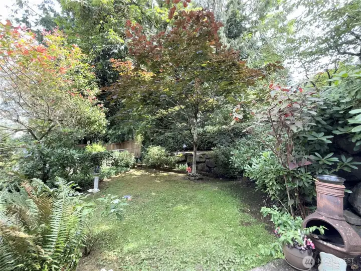 Back yard gets afternoon sun but still has some shade to keep you cool on the hot nights