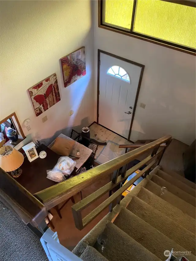 up the stairs