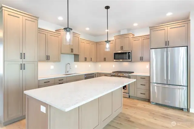 Under cabinet lighting...Rift cut white oak cabinets.