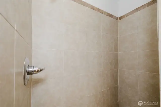 Walk in shower in main bath