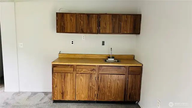 simple wet bar in the family room