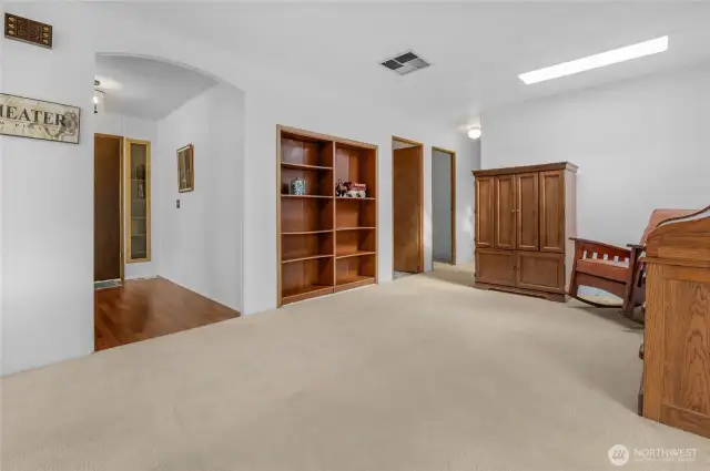Bonus room has built-in book shelves and a skylight in the southeast corner.