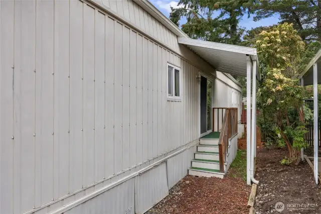 The south side covered entry.