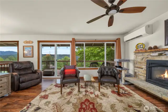 Another angle from the living room showing the views out over the deck.