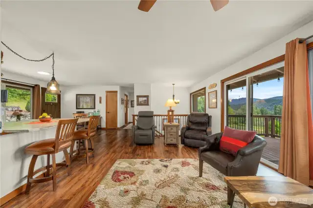 You can see the stunning views through the slider of the living room from here.