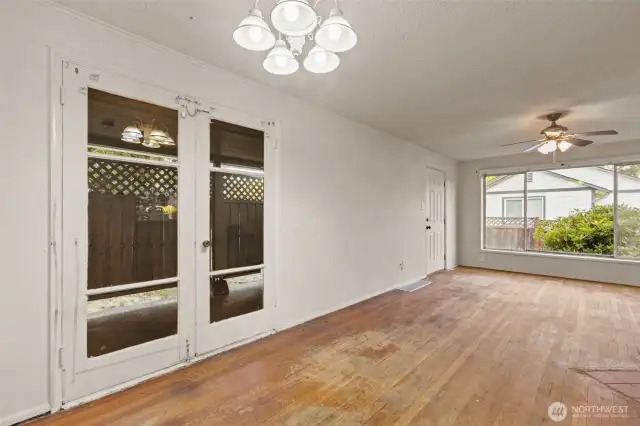 FRENCH DOORS TO ENCLOSED PATIO