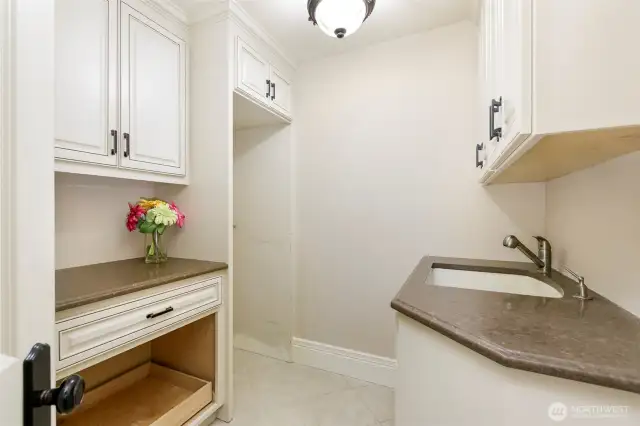 Utility room ready for stackable washer and dryer on main floor