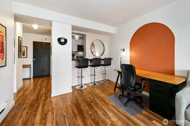 Bar seating and desk space