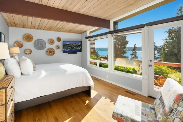 Huge primary bedroom on the main floor with stunning views.