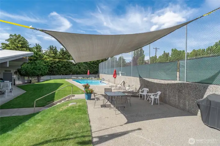 Lovely outdoor pool for cooling off, relaxing and hosting guests!