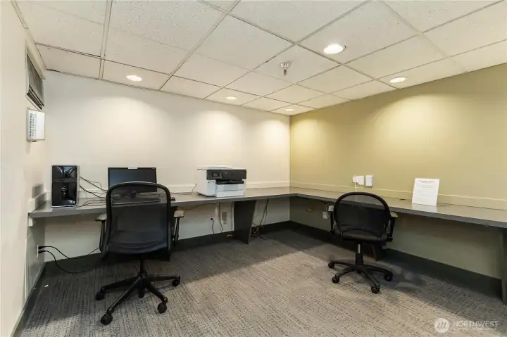 Business center with private conference room.