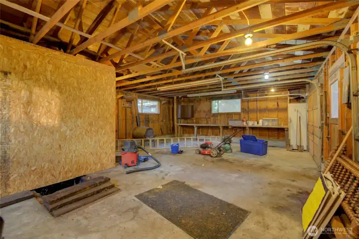 Interior of detached garage and work shop