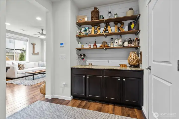 Built-in bar is perfect for impressing guests