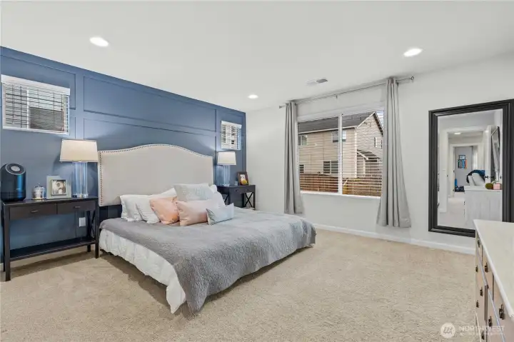 Huge primary suite with attached bath and walk-in closet