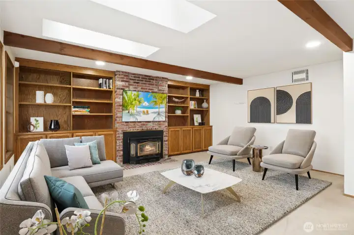 Family room virtually staged