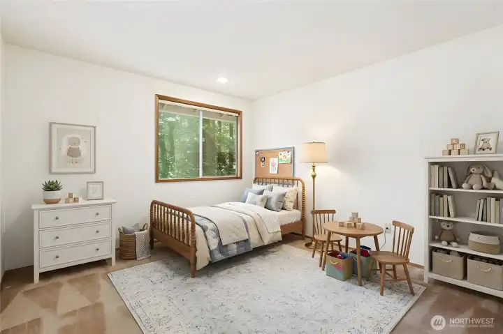 Upstairs bedroom. Virtually staged