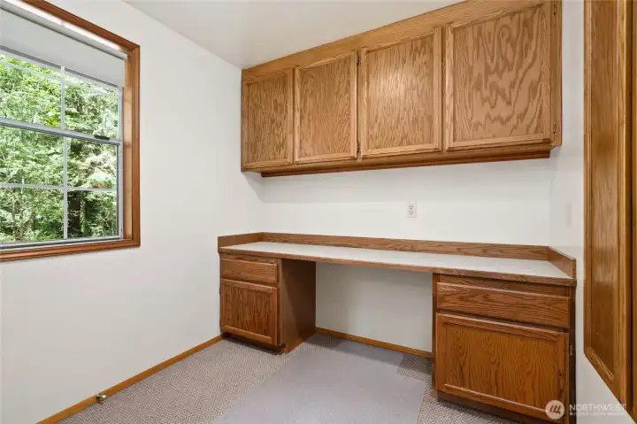 Upstairs built in desk for an office