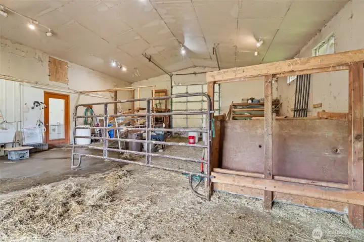 Inside barn