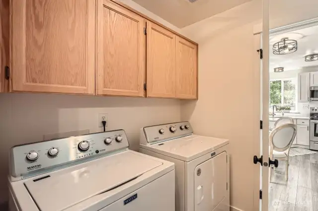 Full size washer and dryer will stay.